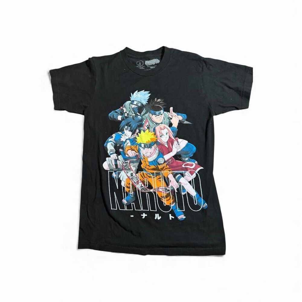 Naruto Anime Graphic T-Shirt Black Unisex Size S Short Sleeve Crew Neck